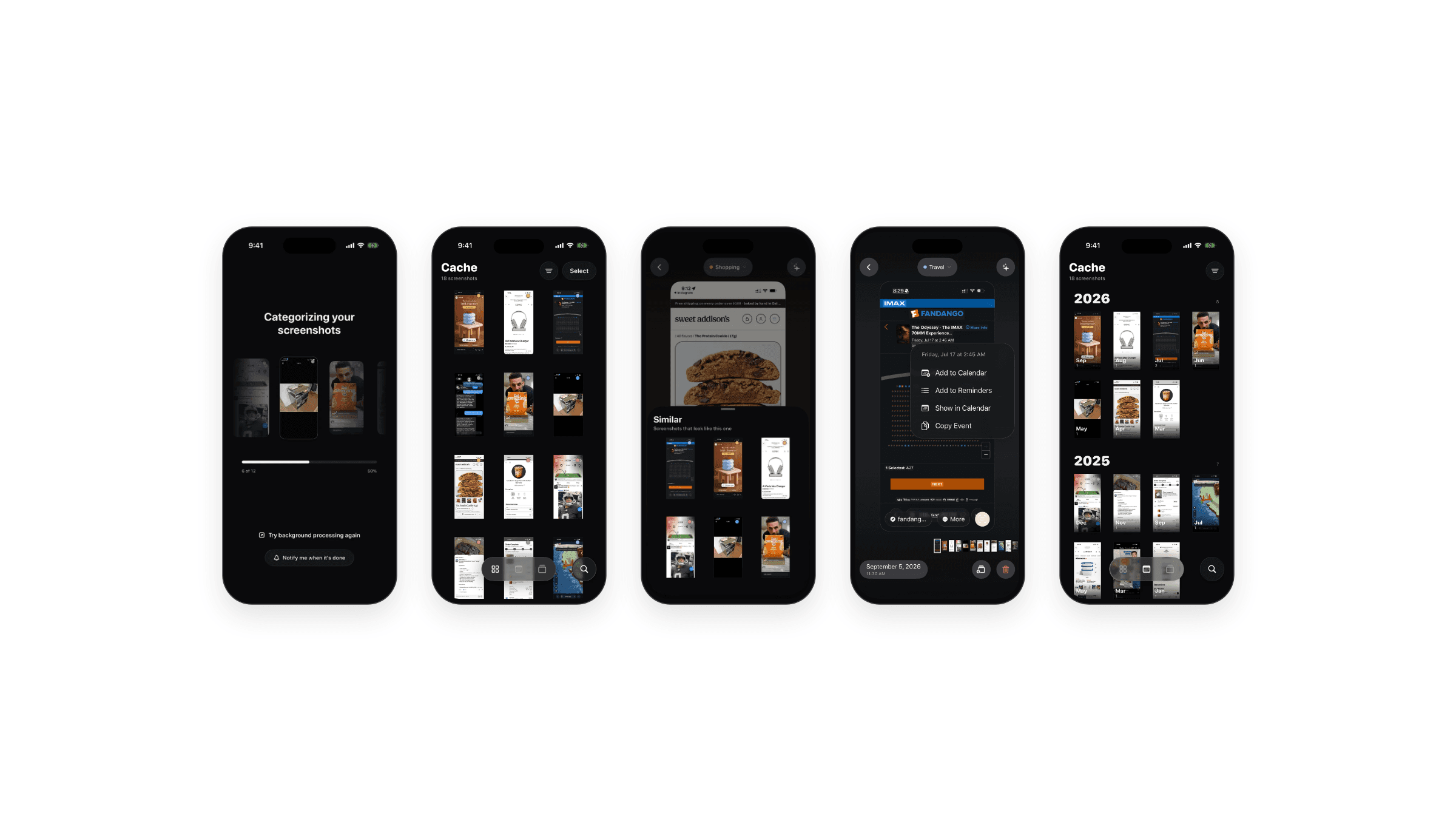 cache app screenshots